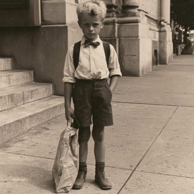 Marcus on his first day of school, 1961